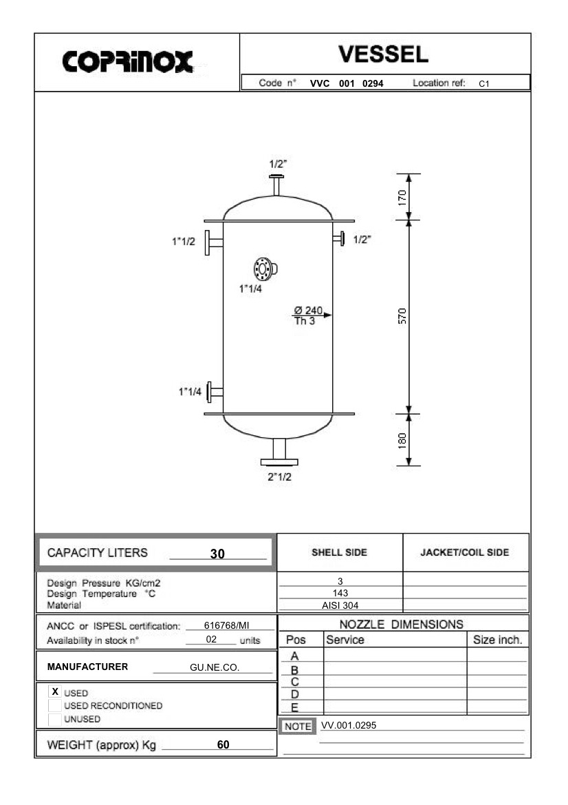Usato Serbatoio GU.NE.CO.    da 30 Litri