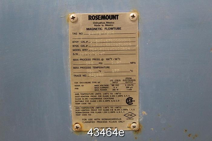 Used Rosemount 16" 8707 TSA160C1W0N0D2Q4 Magnetic Flow Tube #43464