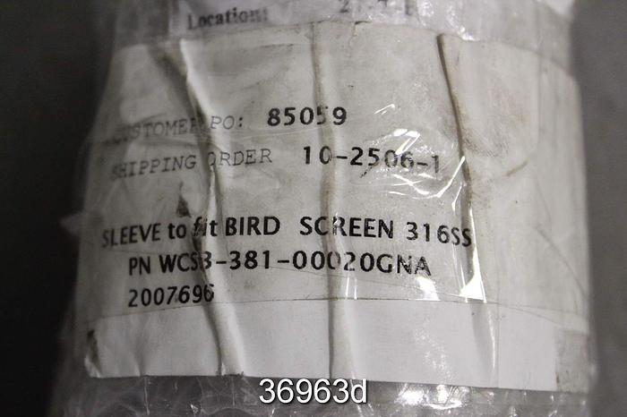 Unused Bird Axiguard 3 Pressure Screen Shaft Sleeve, WCS3 381 00020 GNA #36963
