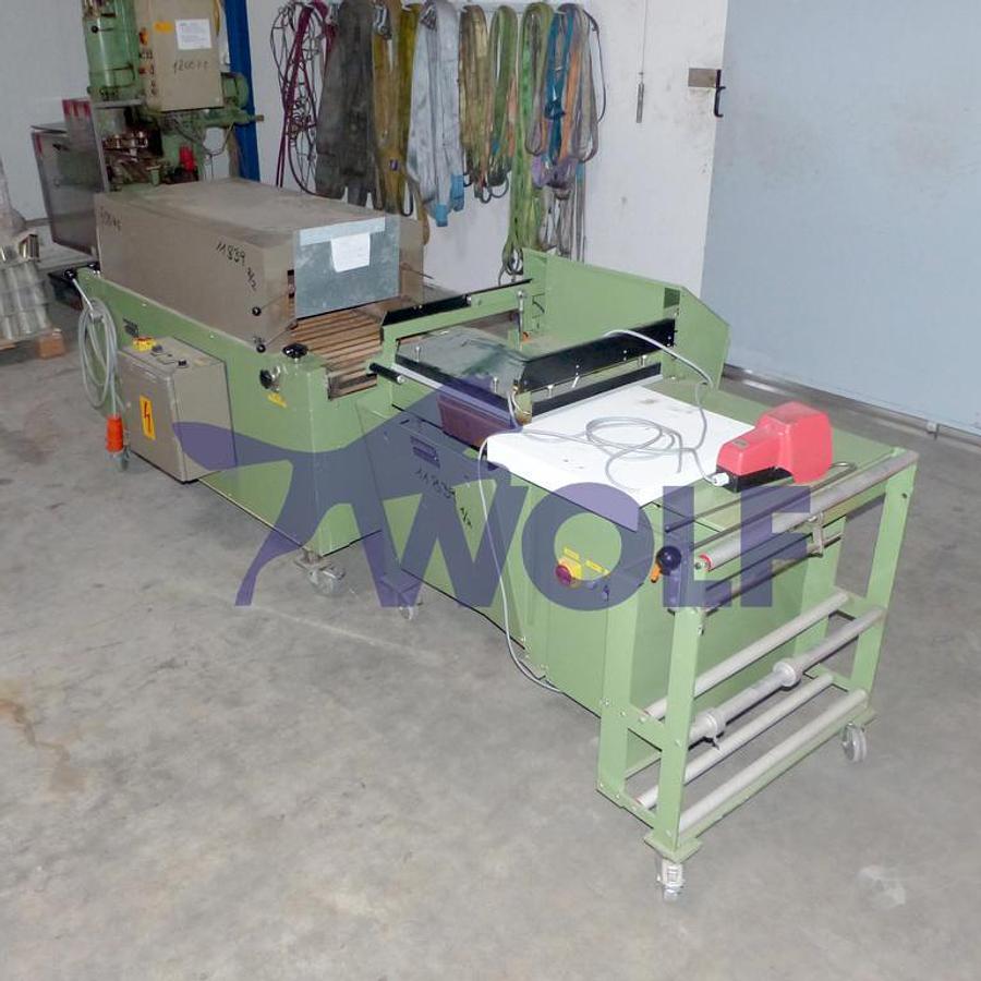 Gebraucht Schrumpfpackanlage HUGO BECK - Type WS-21-500 mit Schrumpftunnel SL22-412/25.