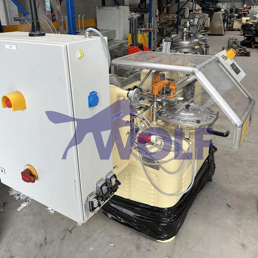 Gebraucht Stannioliermaschine RASCH - Type RK, für Flachboden-Artikel.