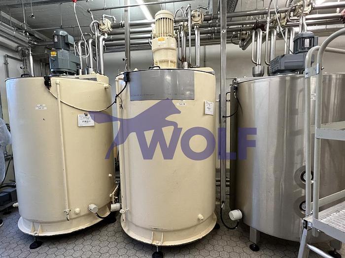 Used Normalstahl-Rührwerksbehälter RASCH - Type VD-20 mit ca. 2.000 Litern Inhalt.