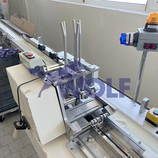 Gebraucht Horizontalschlauchbeutelmaschine TEVOPHARM - Pack-6 mit ca. 2,5 Meter Einlaufband. Baujahr 1986