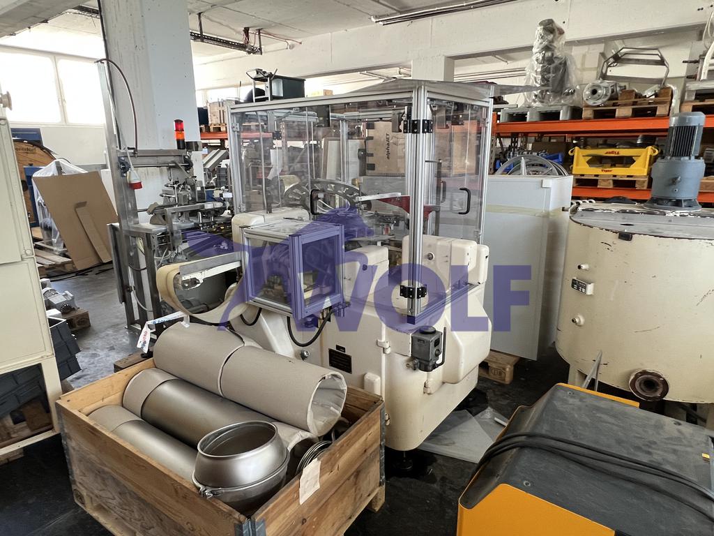 Gebraucht Stannioliermaschine RASCH - Type RU mit Doppeldrehstation und Auslaufband.