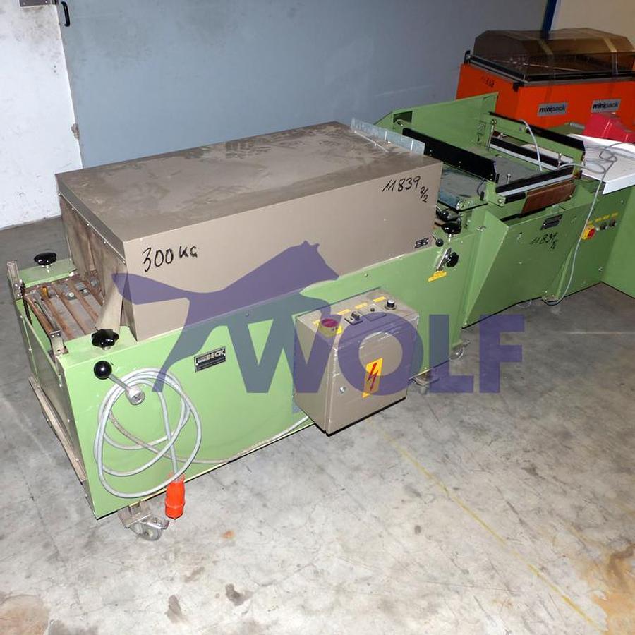 Gebraucht Schrumpfpackanlage HUGO BECK - Type WS-21-500 mit Schrumpftunnel SL22-412/25.