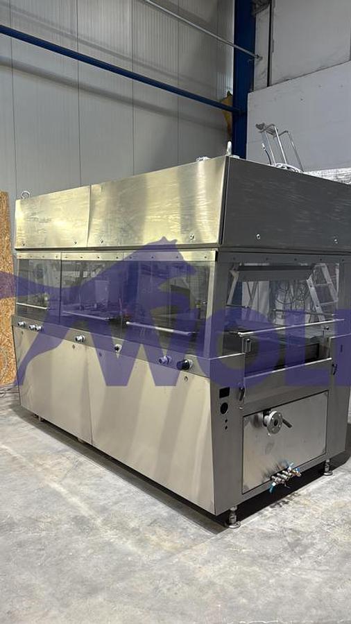 Usado neuwertige Edelstahl-Überziehmaschine - für externe Temperierung, ca. 820 Arbeitsbreite.