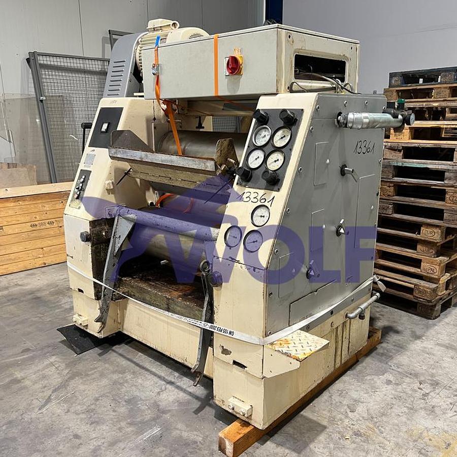 Used Steel three-roll mill NAGEMA - Type 813/1.2 with approx. 800 mm working width.