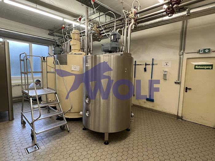 Used Normalstahl-Rührwerksbehälter RASCH - Type VD-20 mit ca. 2.000 Litern Inhalt.