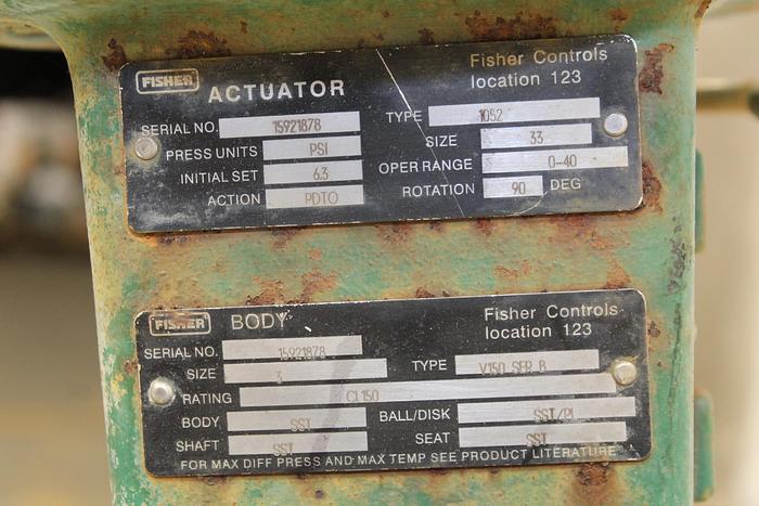 Used Fisher 3" V150 Series B Vee Ball Valve #43954