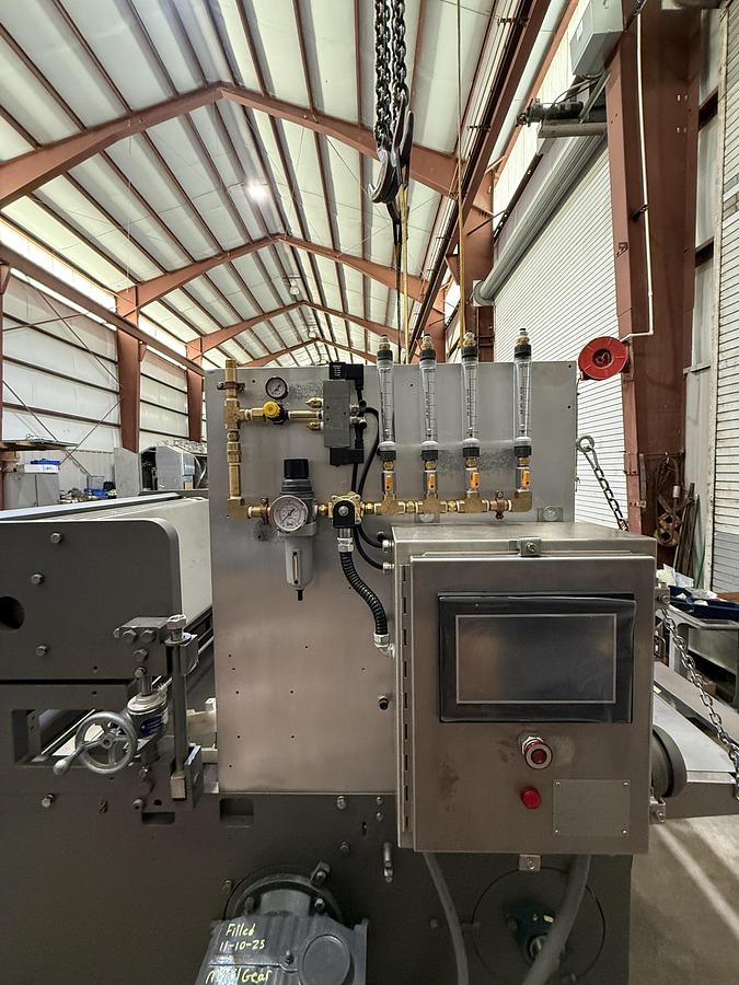 Used APV 48" TWO ROLL EXTRUDER WITH ULTRASONIC GUILLOTINE CUTTER