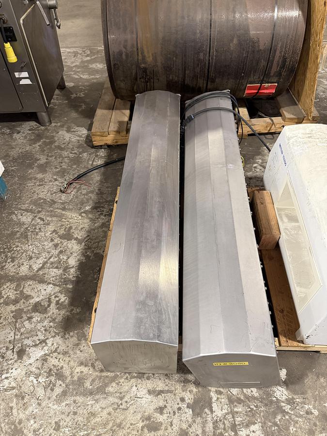 Used FOOD PROCESS AUTOMATION 48IN WIDE BELT INCLINE CONVEYOR WITH 2016 LOMA METAL DETECTOR DISCHARGE HEIGHT 75.’ MODEL 423048003 SN 2818709