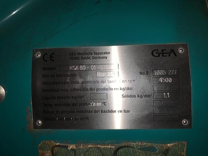 Used Gea/westfalia Centrifuge 