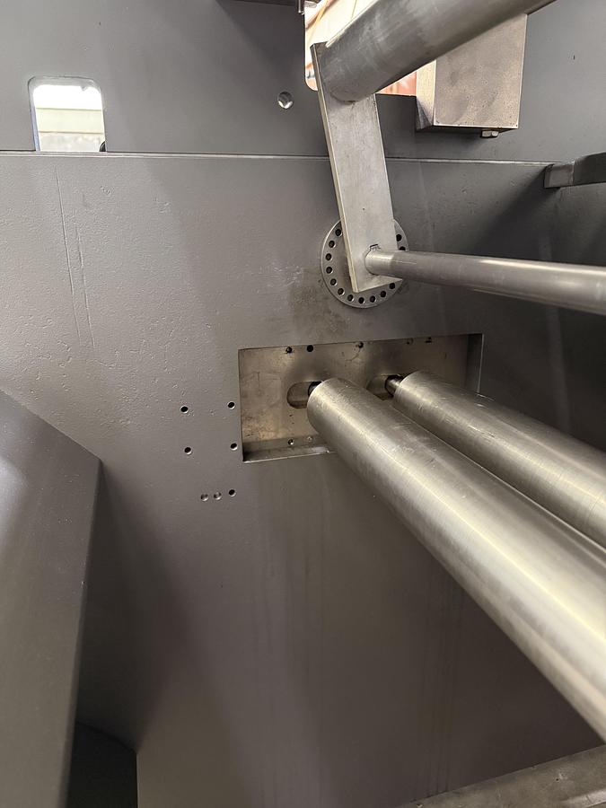 Used APV 48" TWO ROLL EXTRUDER WITH ULTRASONIC GUILLOTINE CUTTER