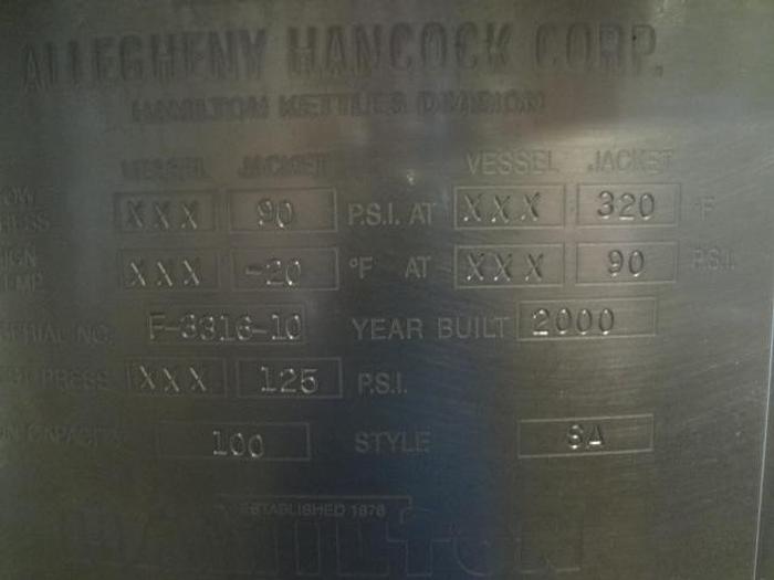 Used 100 Gallon Hamilton Kettel