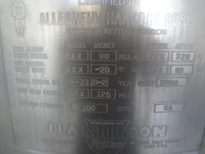 Used 100 Gallon Hamilton kettel