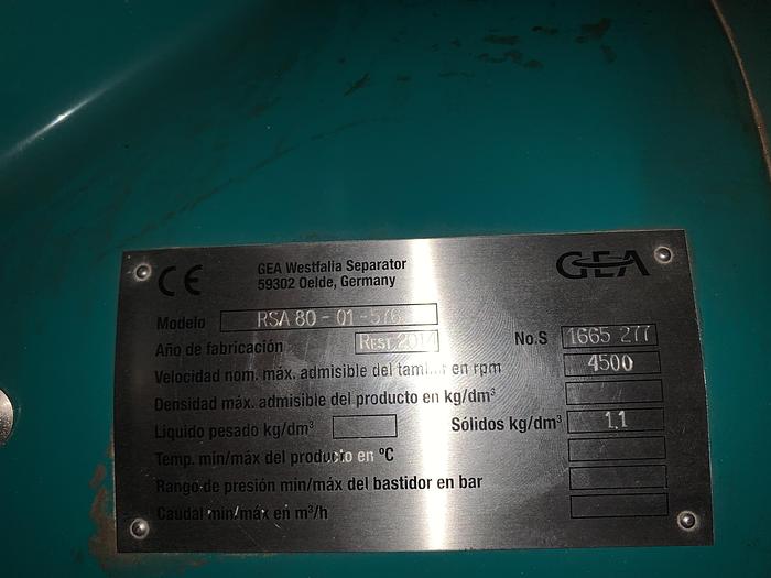 Used Gea/westfalia Centrifuge 
