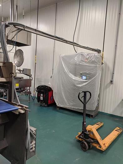 Used APV 48" TWO ROLL EXTRUDER WITH ULTRASONIC GUILLOTINE CUTTER