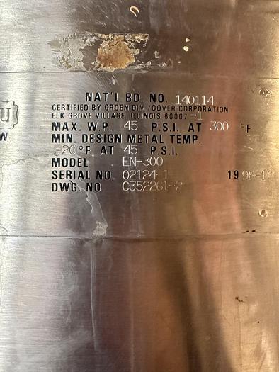 Used GROEN 300 GALLON HIGH SHEAR KETTLE