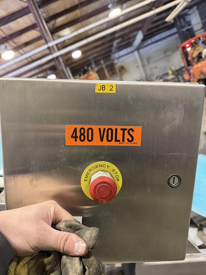 Used FOOD PROCESS AUTOMATION 48IN WIDE BELT INCLINE CONVEYOR WITH 2016 LOMA METAL DETECTOR DISCHARGE HEIGHT 75.’ MODEL 423048003 SN 2818709