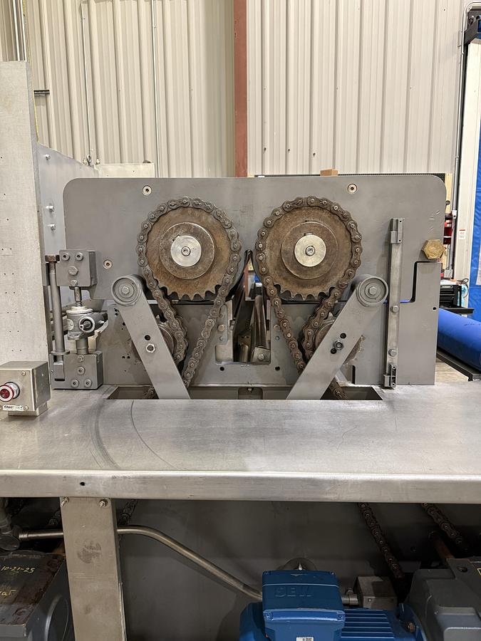 Used APV 48" TWO ROLL EXTRUDER WITH ULTRASONIC GUILLOTINE CUTTER