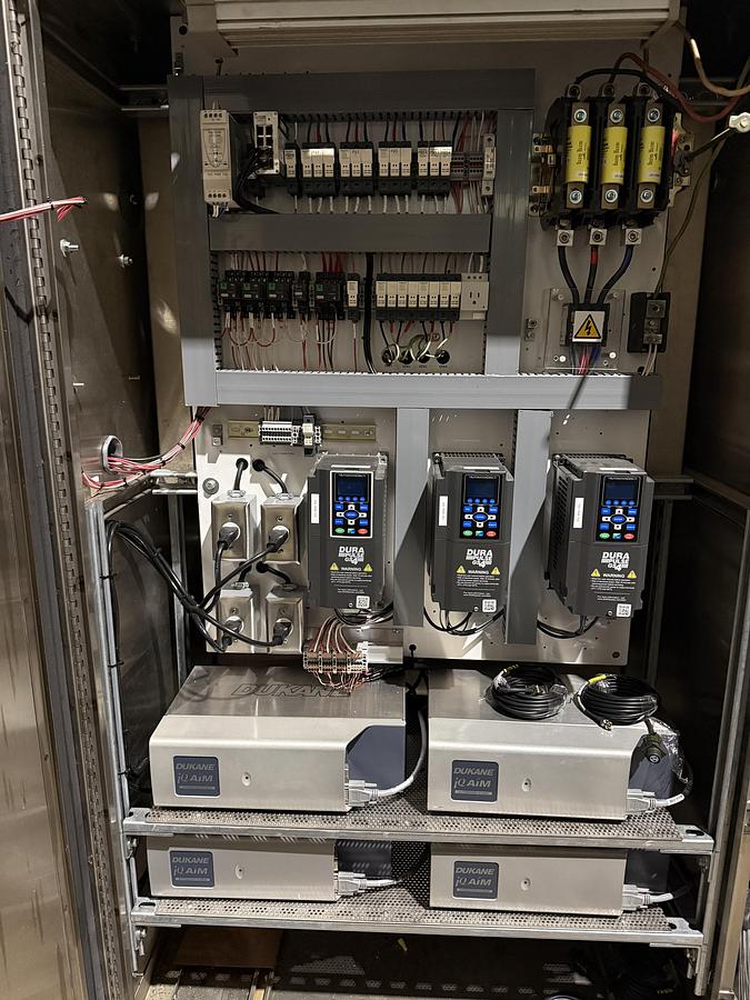 Used APV 48" TWO ROLL EXTRUDER WITH ULTRASONIC GUILLOTINE CUTTER