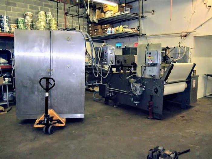 Used APV 48" TWO ROLL EXTRUDER WITH ULTRASONIC GUILLOTINE CUTTER