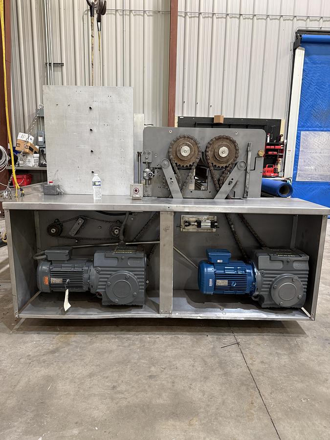 Used APV 48" TWO ROLL EXTRUDER WITH ULTRASONIC GUILLOTINE CUTTER