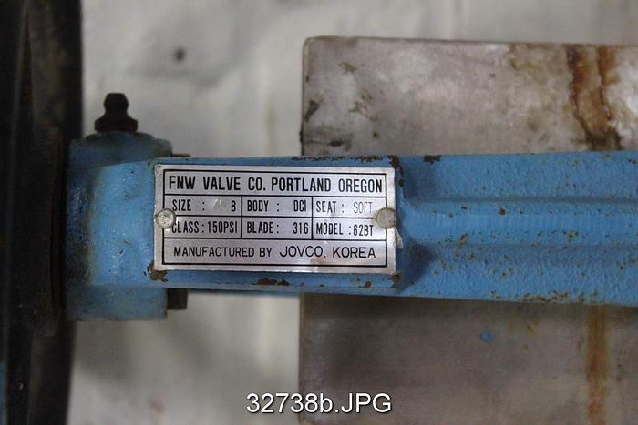 Used FNW 62BT 4" Hand Operated Knife Gate Valve #32738