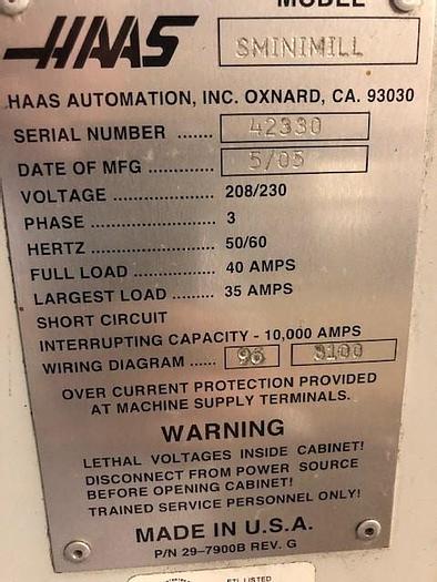 Used 2005 HAAS Super Mini Mill