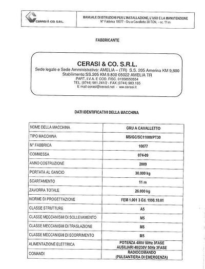 Usato 2009 Gru a Portale (cavalletto), CERASI & CO MS/GC/SC11000/PT30
