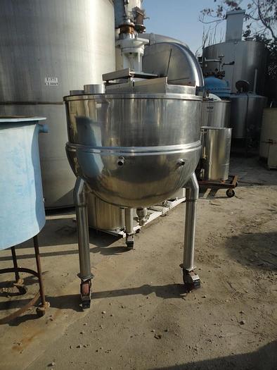 Used Kettle, 150 Gallon, S/st, Jkt, Agit, Groen, Mdl RA, 125 PSI, #S741663