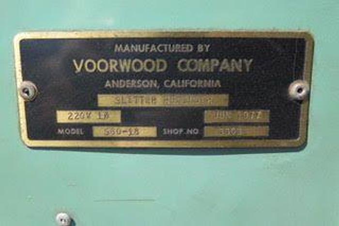 Used 60" VOORWOOD SLITTER REWINDER 18" REWIND DIAMETER CANTILEVERED SHAFTS