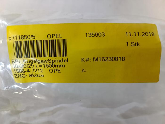 Geschliffener Präzisions Kugelgewindetrieb, D40x20, 1600mm, Rexroth, neu