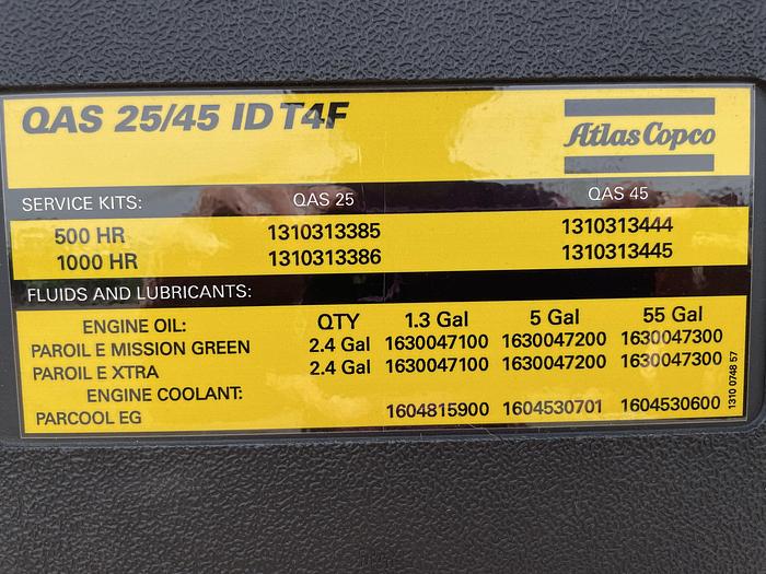 2021 Atlas Copco QAS45 Mobile Generator