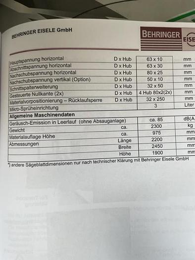 Used HOCHLEISTUNGS KREISSÄGE BEHRINGER-EISELE