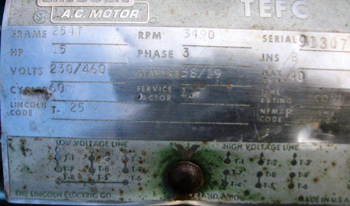 Used Pump, Centrif., 15 HP, S/st, 3" x 2", Power D, #S730031