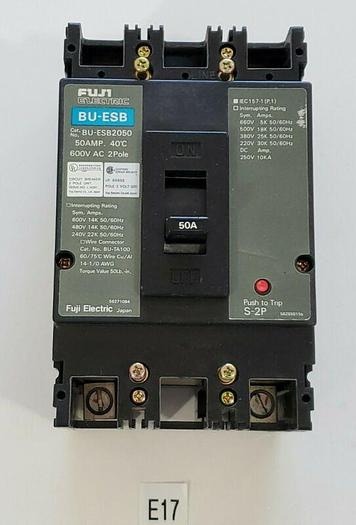 Used *PREOWNED* FUJI BU-ESB2050 50A CIRCUIT BREAKER 2 POLE 600V + Warranty!