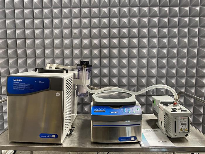 Used Labconco 7810014 CentriVap Concentrator & CentriVap 7811020 Cold Trap w/ Edwards RV3 Pump