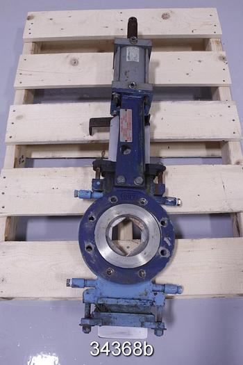 Used Fabri 4" Air Operated Thru-Gate Knife Gate Valve #34368
