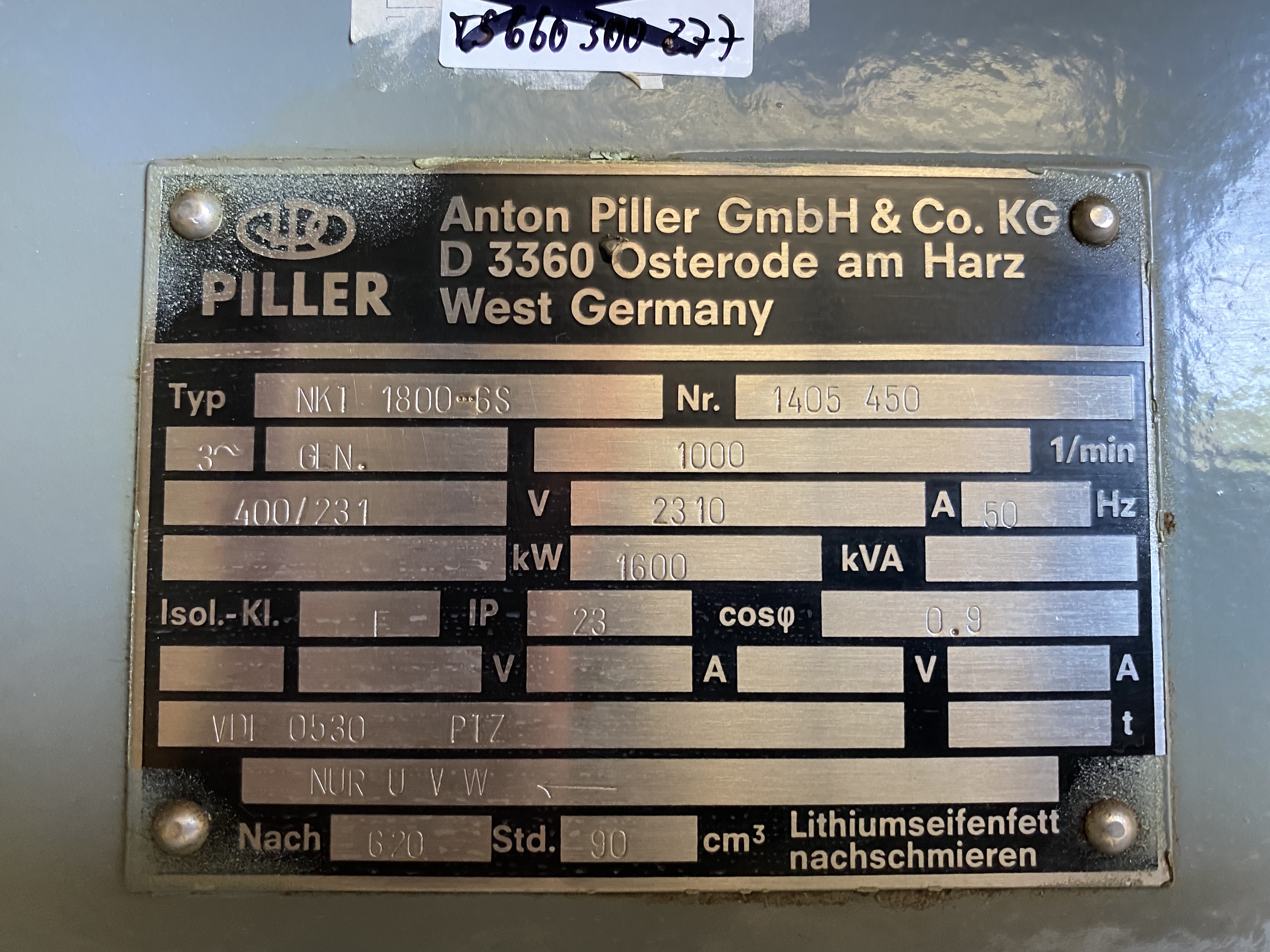 Used DEUTZ BV8M628 / PILLER 1600KVA