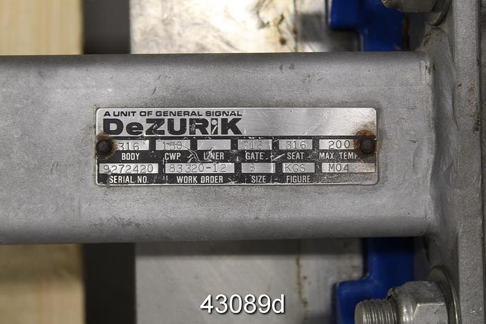 Used Dezurik 8" Hand Operated Knife Gate Valve #43089