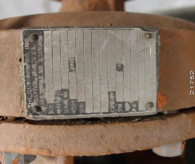 Used Duriron 2X1-10A/84 Pump, 60 Gpm @ 58 Ft. Head, 1800 Rpm #21752