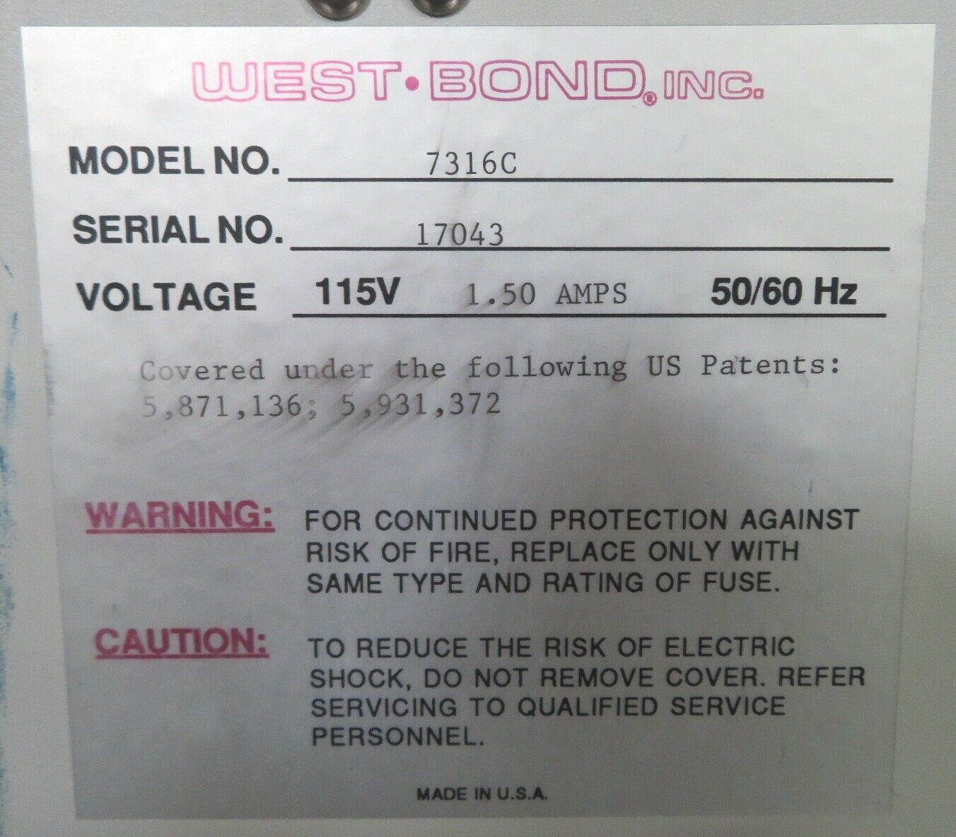 Used West-Bond 7316C Motorized Scrub Single Collet Eutectic Die Bonder