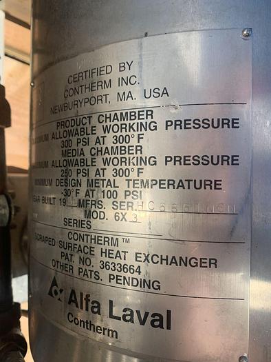 Used Votator, 6" x 36", Triple Barrel, 316 S/st, Alfa Laval, Contherm #C744219