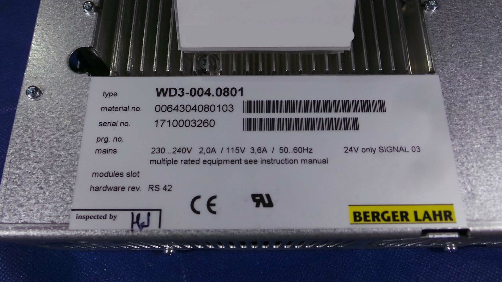Used Berger Lahr WD3-004.0801 Servo Driver,230/240V 2.0A/115v 3.6A/50-60 Hz Rev RS42 Controlle
