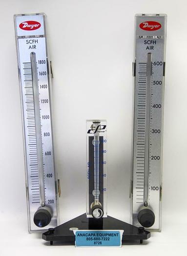 Used Dwyer RMC-105-SSV, RMC-108-SSV, Cole Parmer CP4A34BVBN Flow Meter Lot of 3 (8726