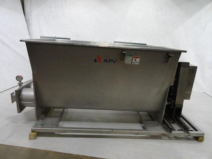 Used APV Dual Screw Load Hopper, dual 12" augers and anti-bridge agitator