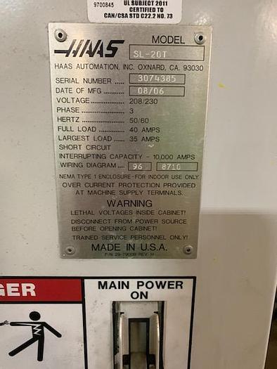 Used 2006 HAAS SL-20T CNC Turning Center