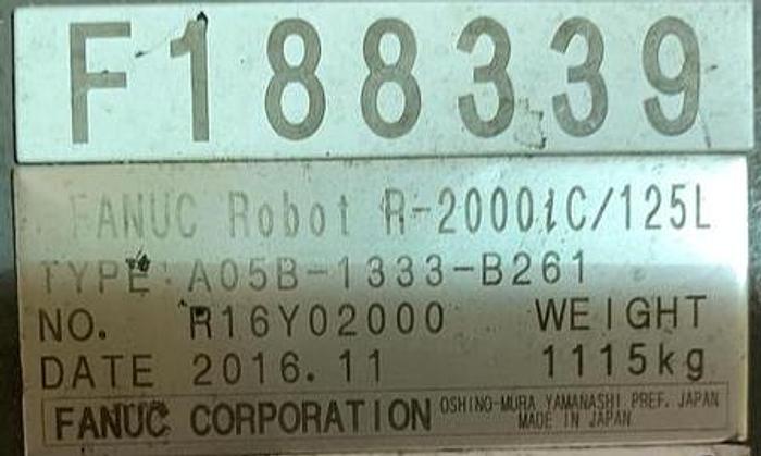 Used FANUC R2000iC/125L 6 AXIS CNC ROBOT WITH R30iB CONTROLLER, IR VISION, 125KG X 3,100 MM H REACH