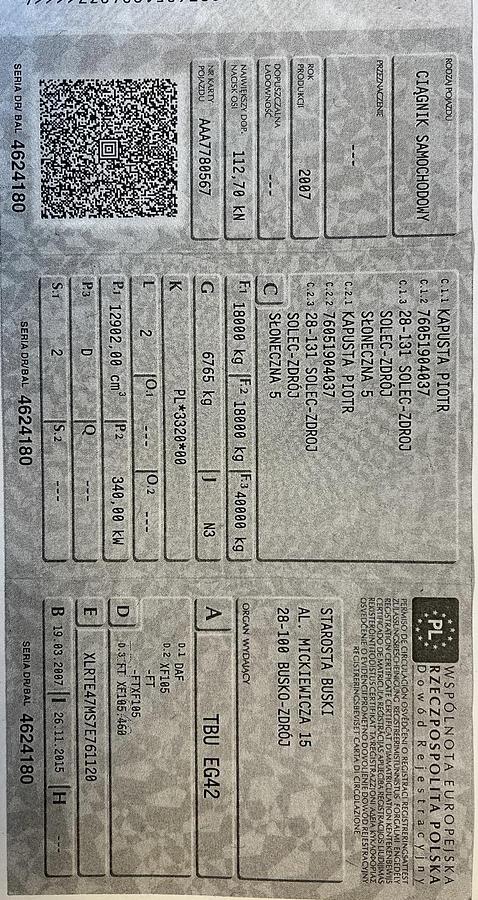 Used 2007 DAF XF 105.460 , manual gear, eur5